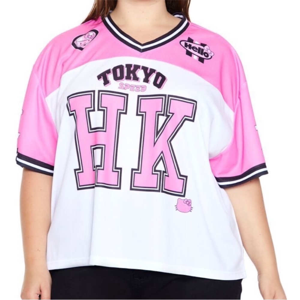 Hello Kitty Pink and White V-Neck Top